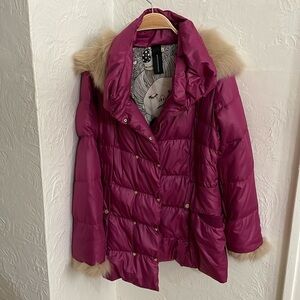 MCGINN KNIGHTSBRIDGE Women's Fox Trim Puffer Jacket Size 36/M